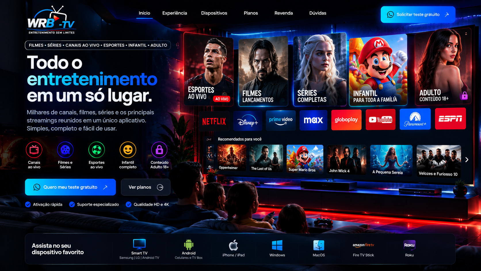 WRB-TV: entretenimento sem limites, filmes, séries, canais ao vivo, esportes e conteúdo infantil. Compatível com Smart TV, Android, iPhone, Windows, MacOS, Fire TV Stick e Roku.